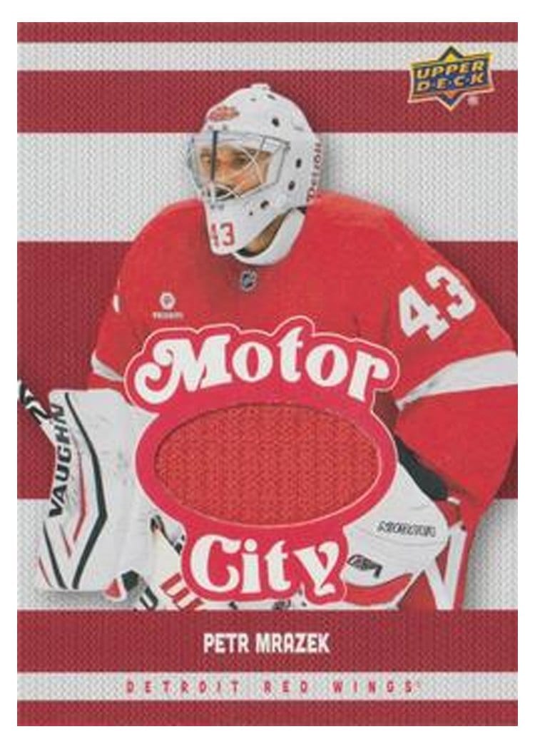 2025-26 Upper Deck Detroit Red Wings Centennial Motor City Premium Materials Petr Mrazek #MCM-PM card