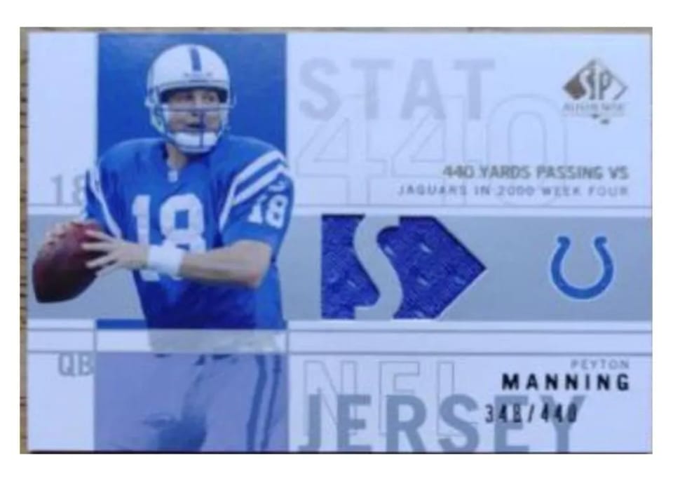 2001 SP Authentic Stat Jerseys Peyton Manning #SP-PM card