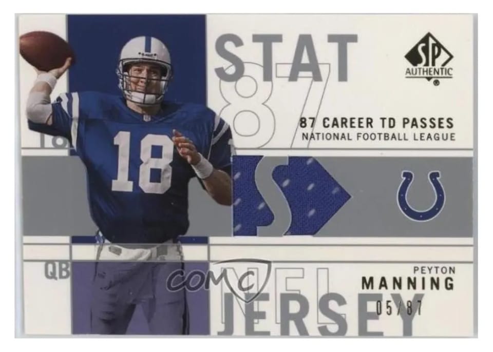 2001 SP Authentic Stat Jerseys Peyton Manning #SP-PM card