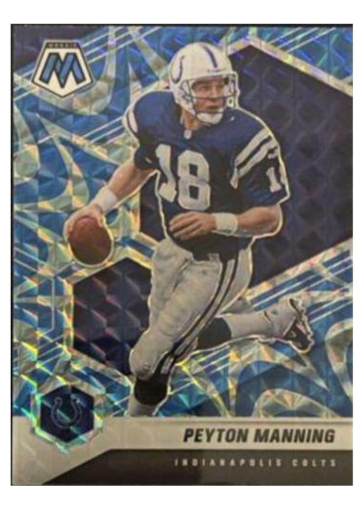 2021 Panini Mosaic Base Set Peyton Manning Reactive Blue Mosaic #91 card