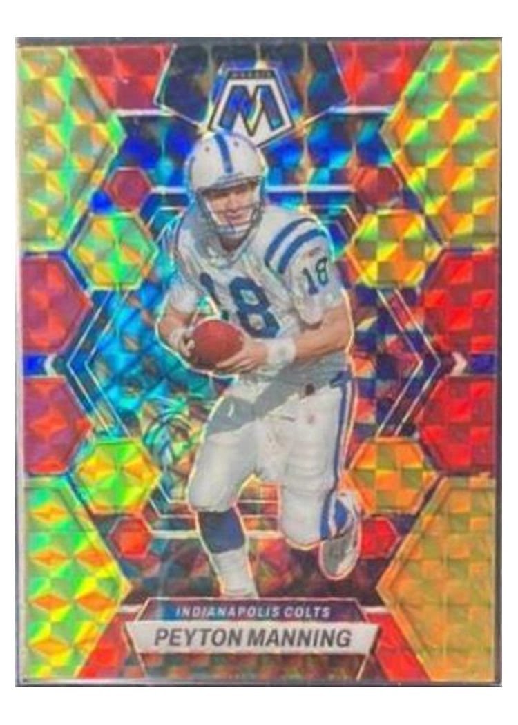 2023 Panini Mosaic Base Set Peyton Manning Choice Fusion Red Yellow #100 card