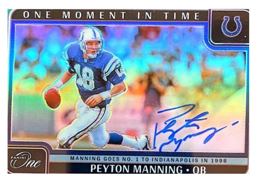 Peyton Manning 2024 Panini One One Moment in Time Autographs card