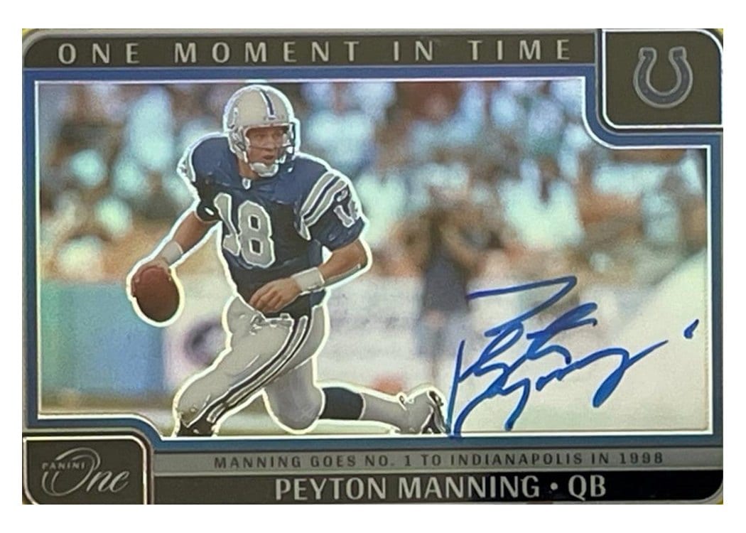 Peyton Manning 2024 Panini One One Moment in Time Autographs card