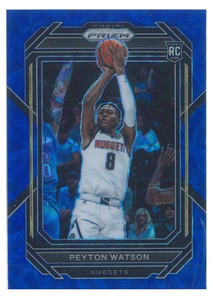 2022-23 Panini Prizm Base Set Peyton Watson Choice Blue Prizm #259 card