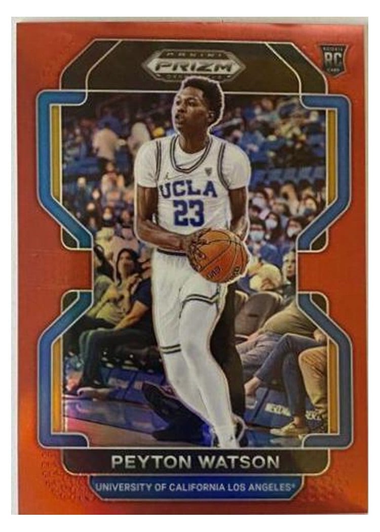 2022-23 Panini Prizm Base Set Peyton Watson Red Prizm #259 card
