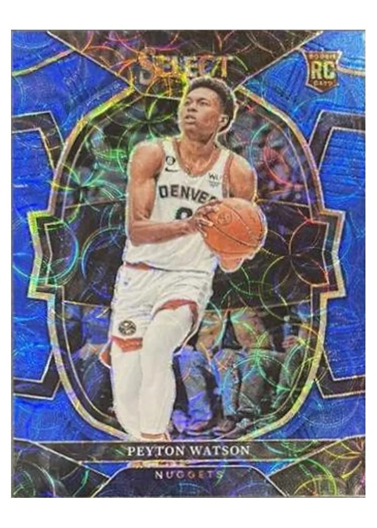 2022-23 Panini Select Base Set Peyton Watson Blue Scope Prizm #74 card
