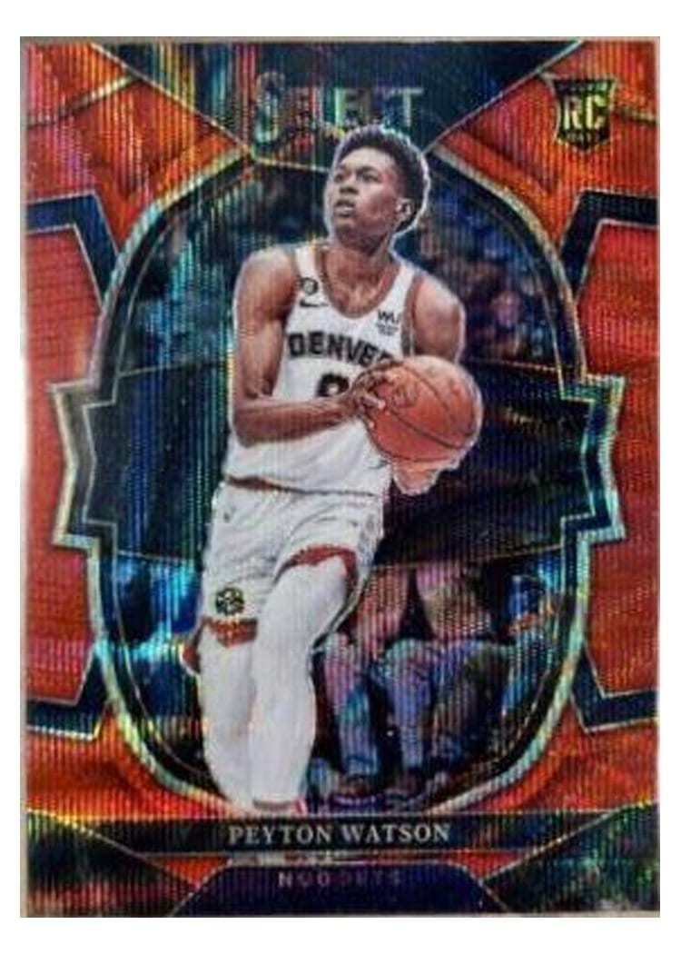 2022-23 Panini Select Base Set Peyton Watson Red Wave Prizm #74 card