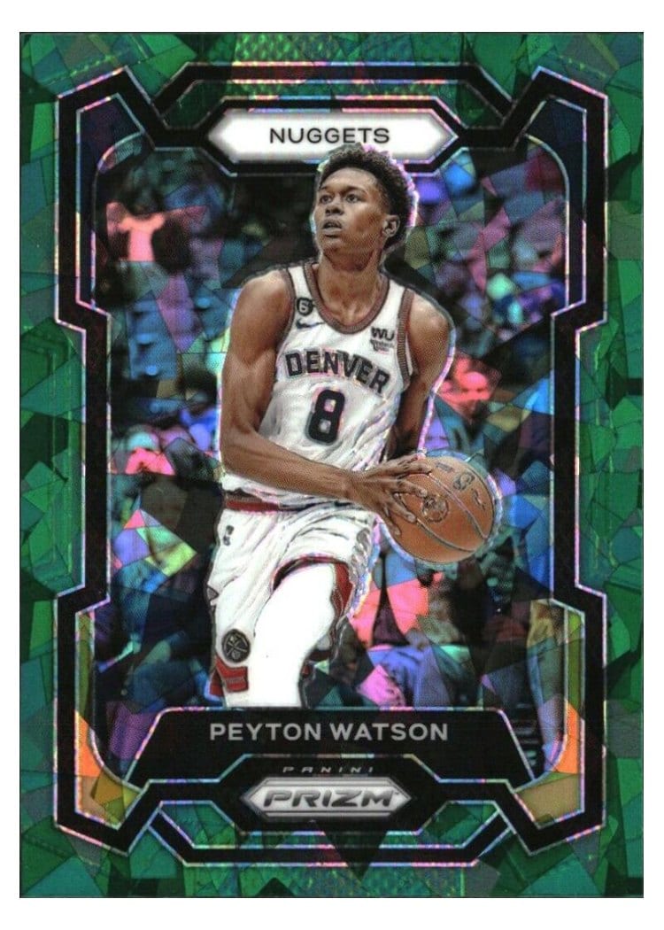 2023-24 Panini Prizm Base Set Peyton Watson Green Ice #247 card
