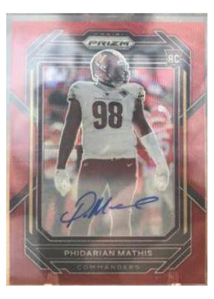 2022 Panini Prizm Base Set Phidarian Mathis Autograph Red Wave #390 card