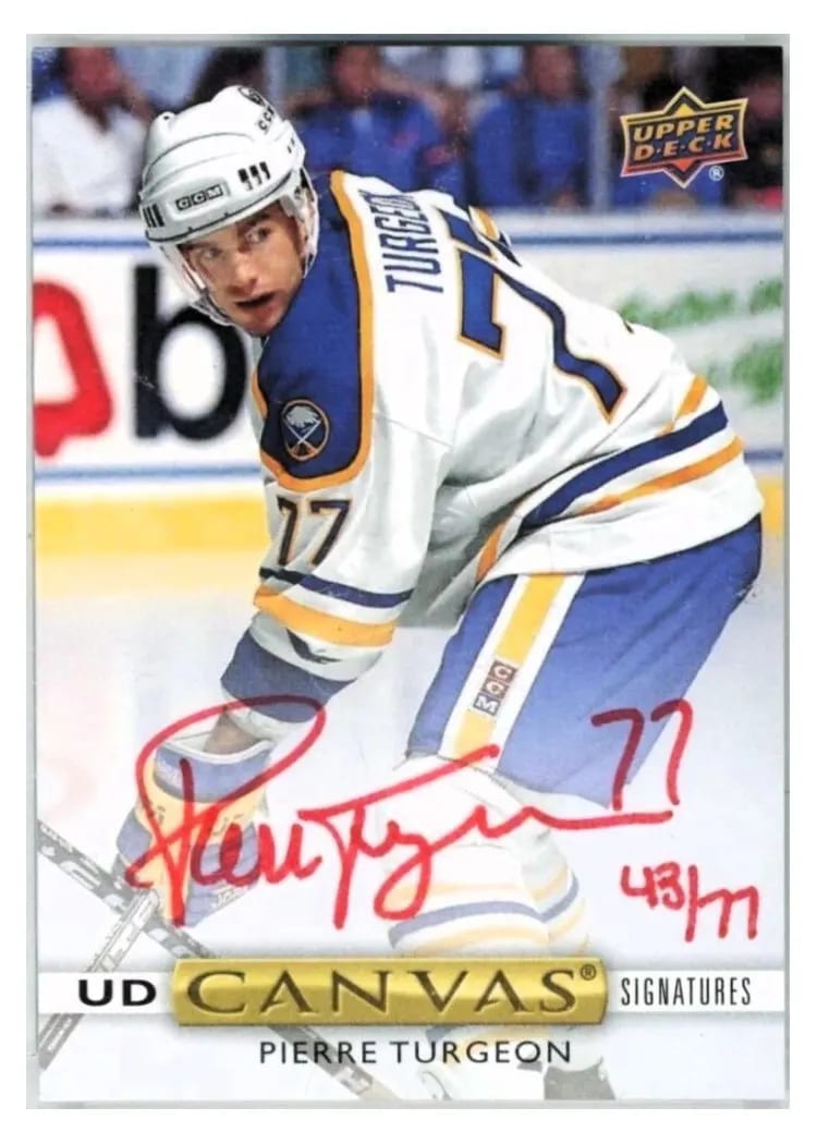 2019-20 Upper Deck Clear Cut Canvas Signatures Pierre Turgeon #CS-PT card