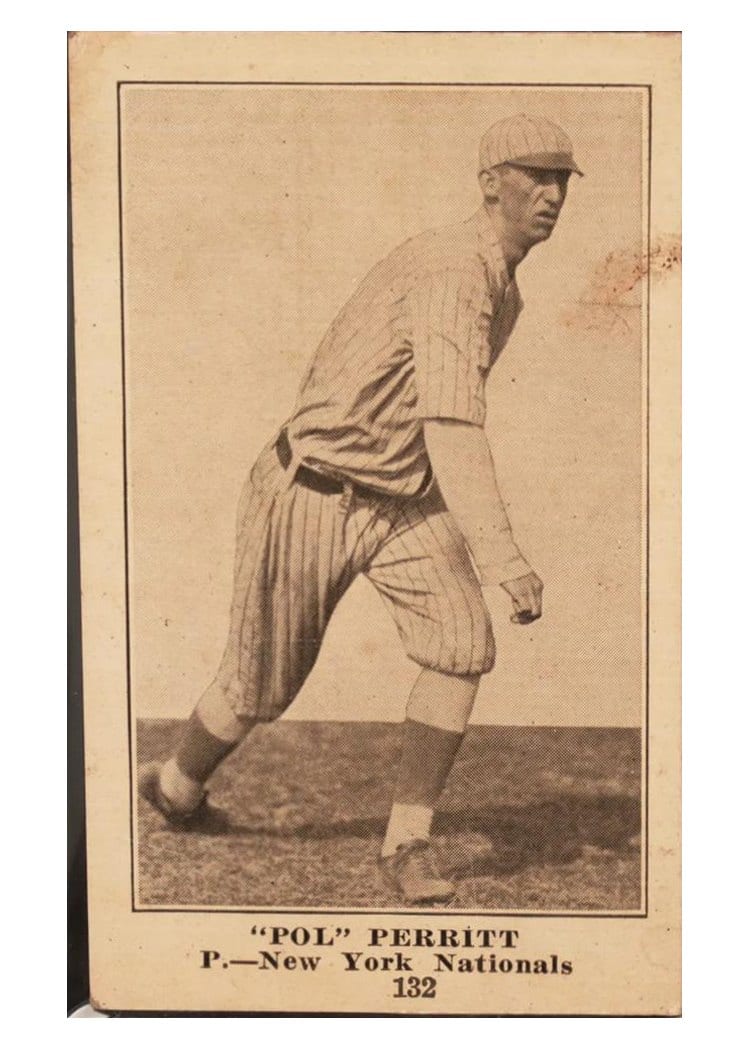 1917 Collins McCarthy 'Pol' Perritt #132 card