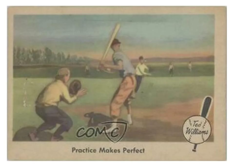 1959 Fleer Ted Williams Practice Makes #3 card
