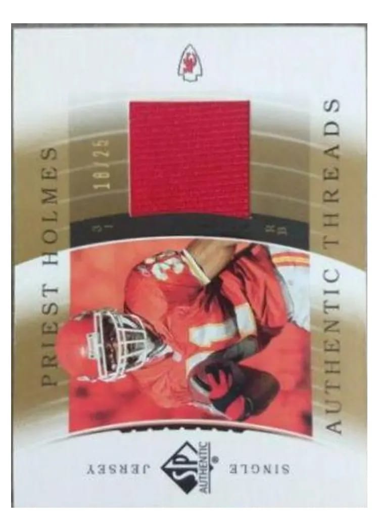 2003 SP Authentic Threads Priest Holmes #JC-PH card
