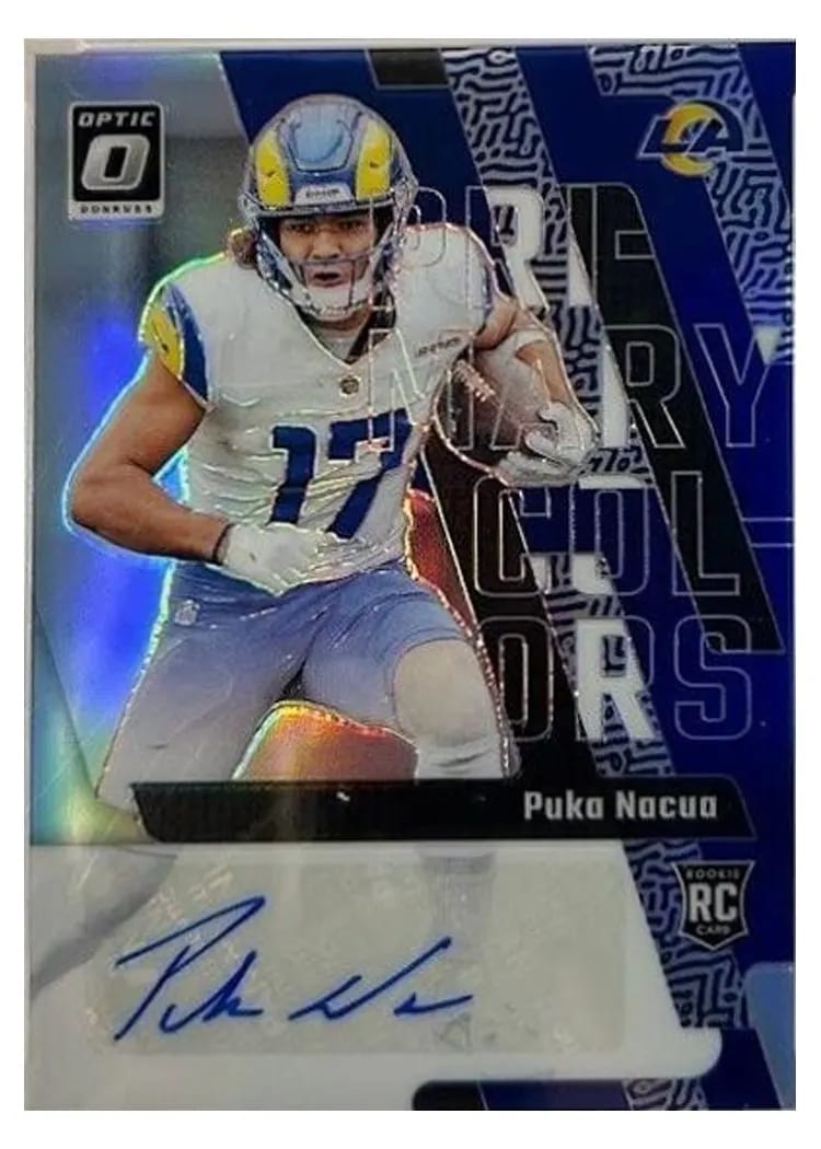 Puka Nacua 2023 Panini Donruss Optic Rookie Primary Colors Autograph card