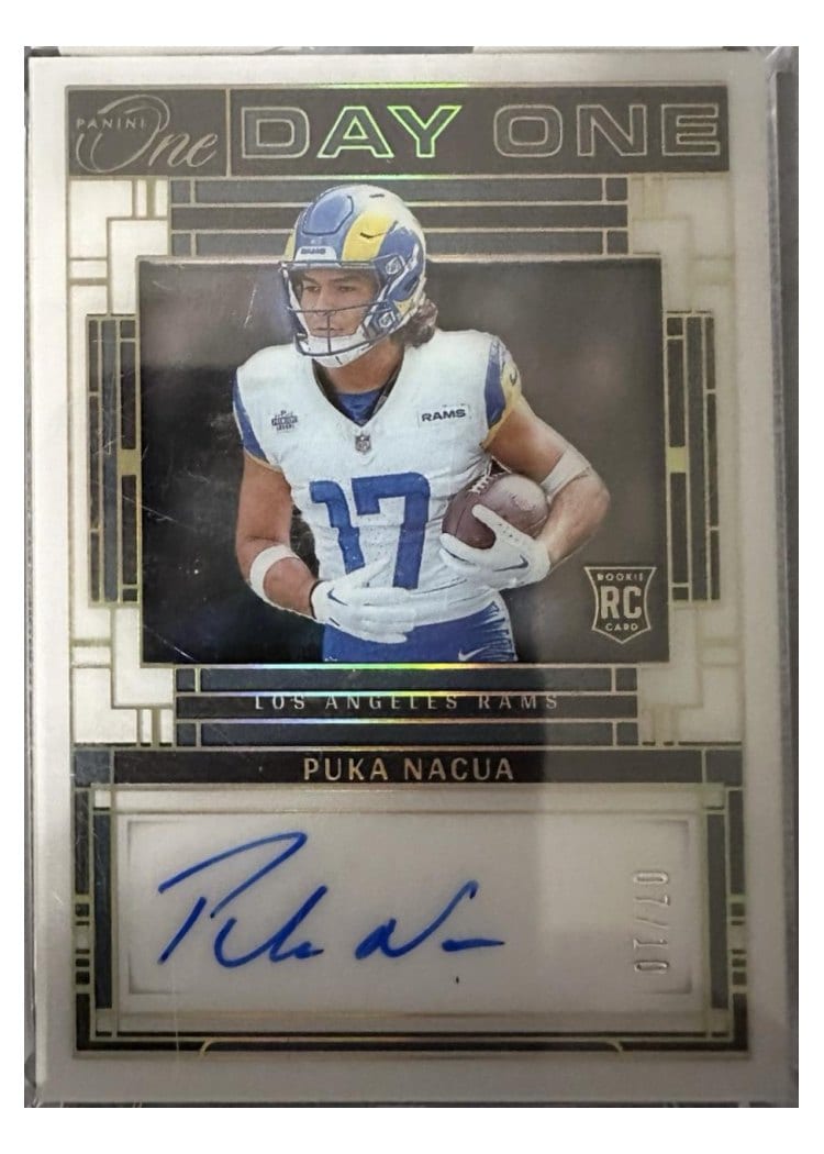 2023 Panini One Day One Autographs Puka Nacua Gold Day One Autograph #114 card