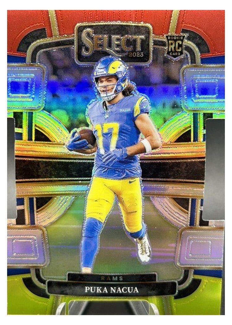 2023 Panini Select Puka Nacua Red Yellow Prizm Die-Cut #56 card