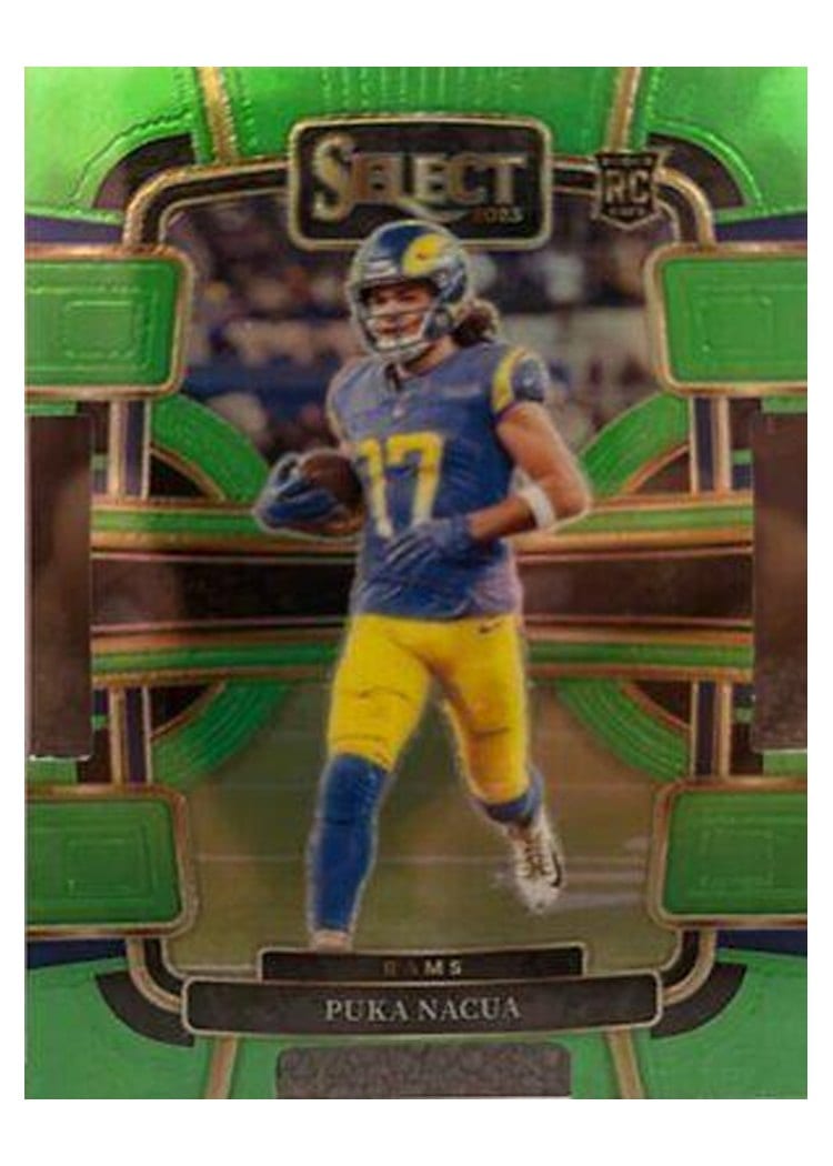 2023 Panini Select Puka Nacua Neon Green Prizm Die-Cut #56 card