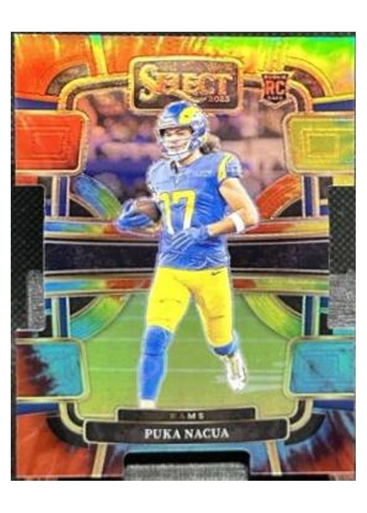 2023 Panini Select Puka Nacua Tie-Dye Prizm Die-Cut #56 card