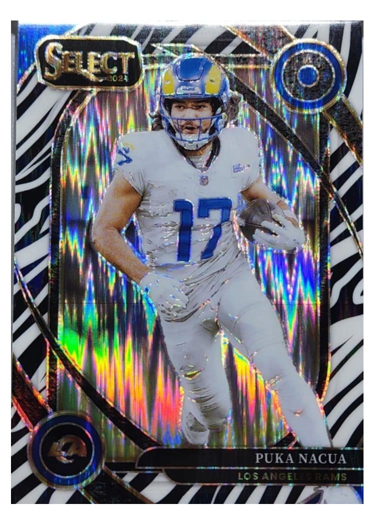 2024 Panini Select Base Set Puka Nacua Zebra Prizm #287 card
