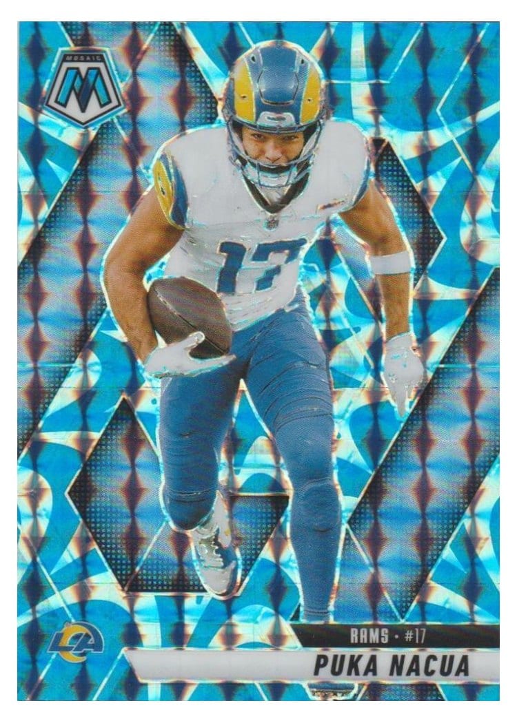 2025 Panini Mosaic Base Set Puka Nacua Reactive Blue #102 card