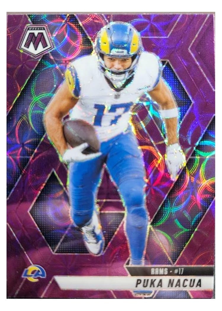2025 Panini Mosaic Base Set Puka Nacua Purple Scope #102 card