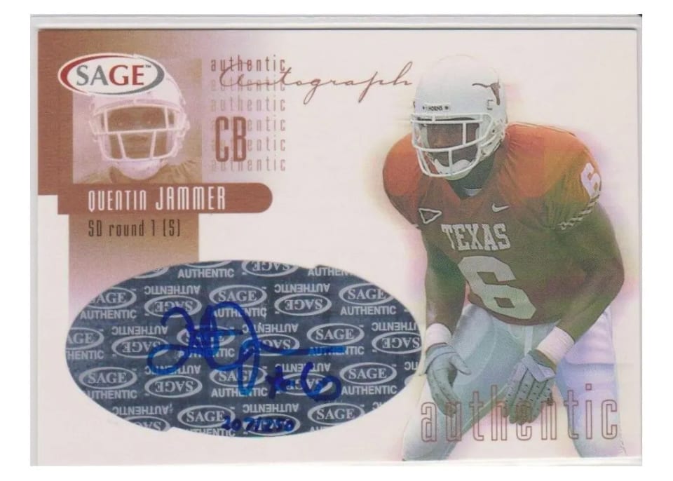 2002 Sage Autographs Quentin Jammer #A23 card