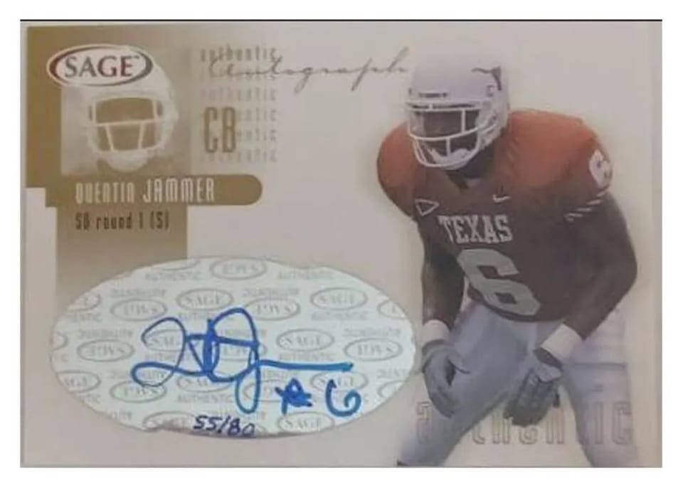 2002 Sage Autographs Quentin Jammer #A23 card