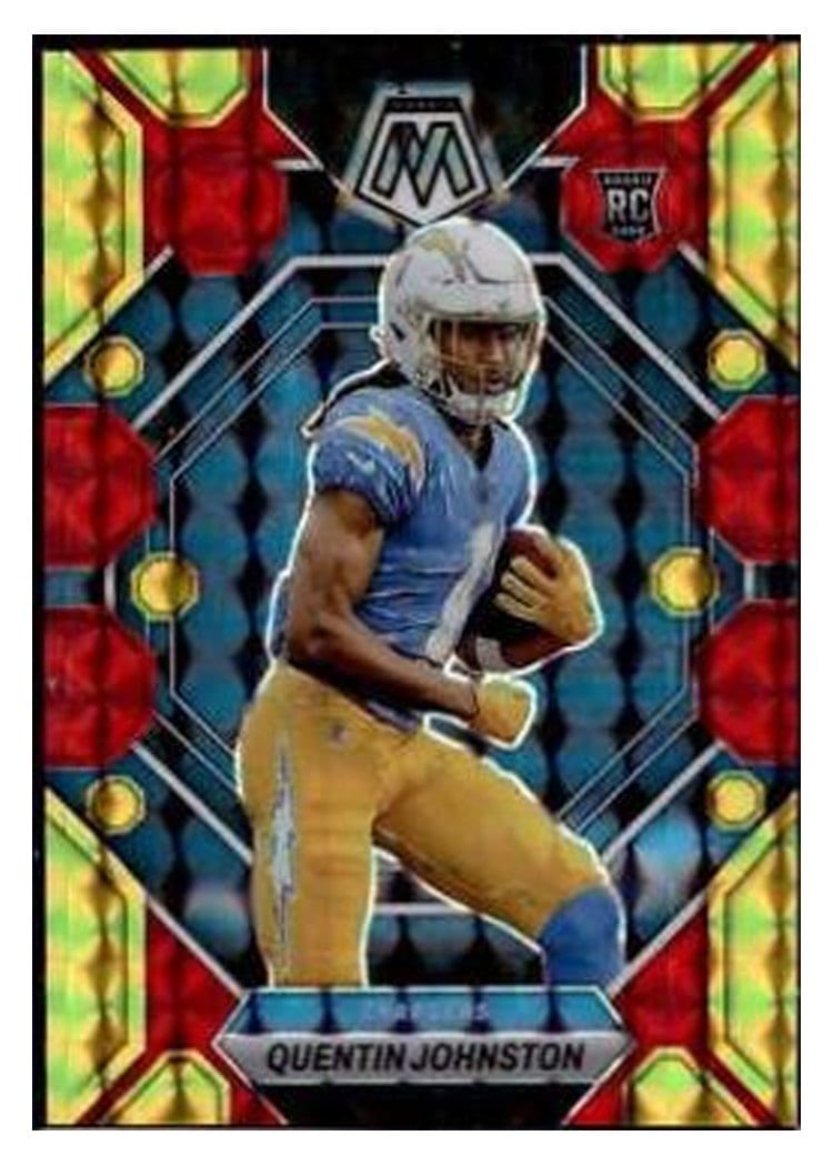 2023 Panini Mosaic Base Set Quentin Johnston Choice Fusion Red Yellow #356 card