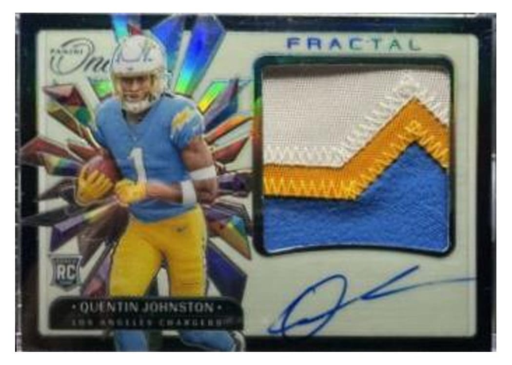 2023 Panini One Rookie Fractal Quentin Johnston Patch Autograph #393 card