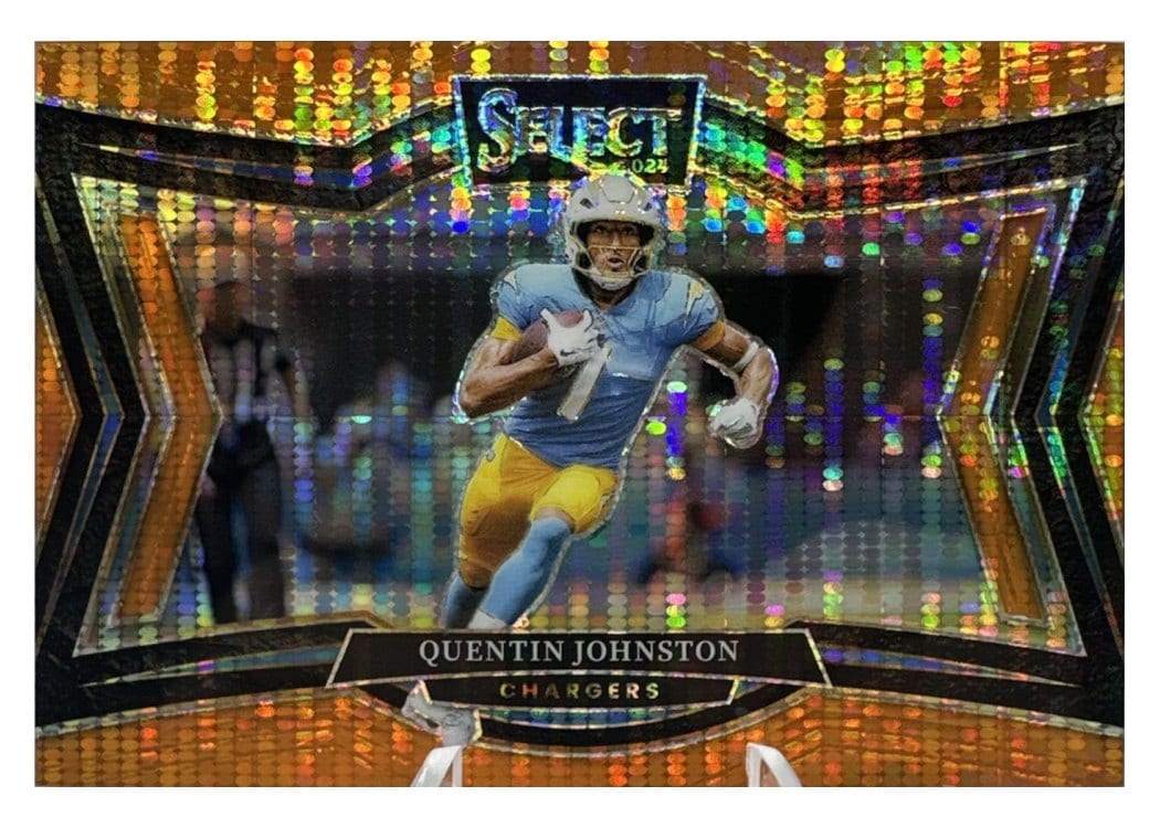 2024 Panini Select Base Set Quentin Johnston Neon Orange Pulsar Prizm #487 card
