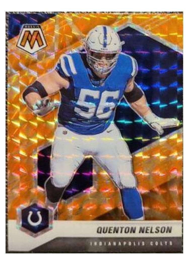 2021 Panini Mosaic Base Set Quenton Nelson Reactive Orange Mosaic #94 card
