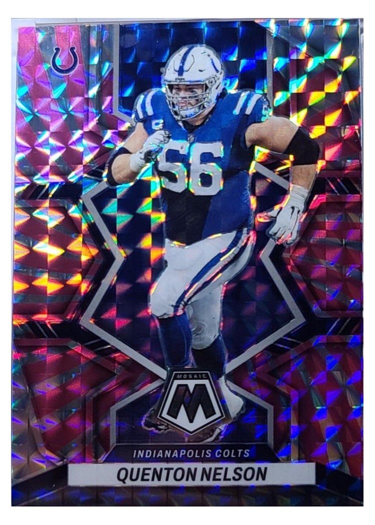 2022 Panini Mosaic Base Set Quenton Nelson Pink Swirl #85 card