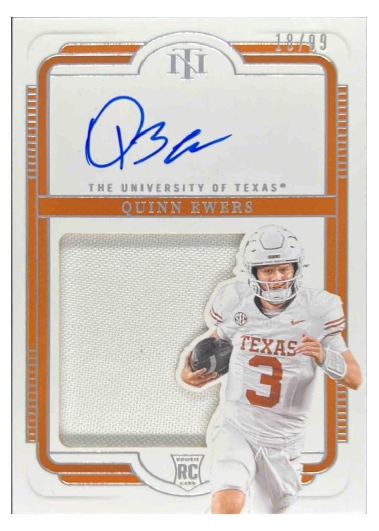 2025 Panini National Treasures Collegiate Silhouettes Signatures Quinn Ewers #3 card