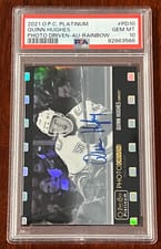 2021 O-Pee-Chee Platinum 2020 Update Photo Driven Rainbow Autograph Quinn Hughes #PD-10 card