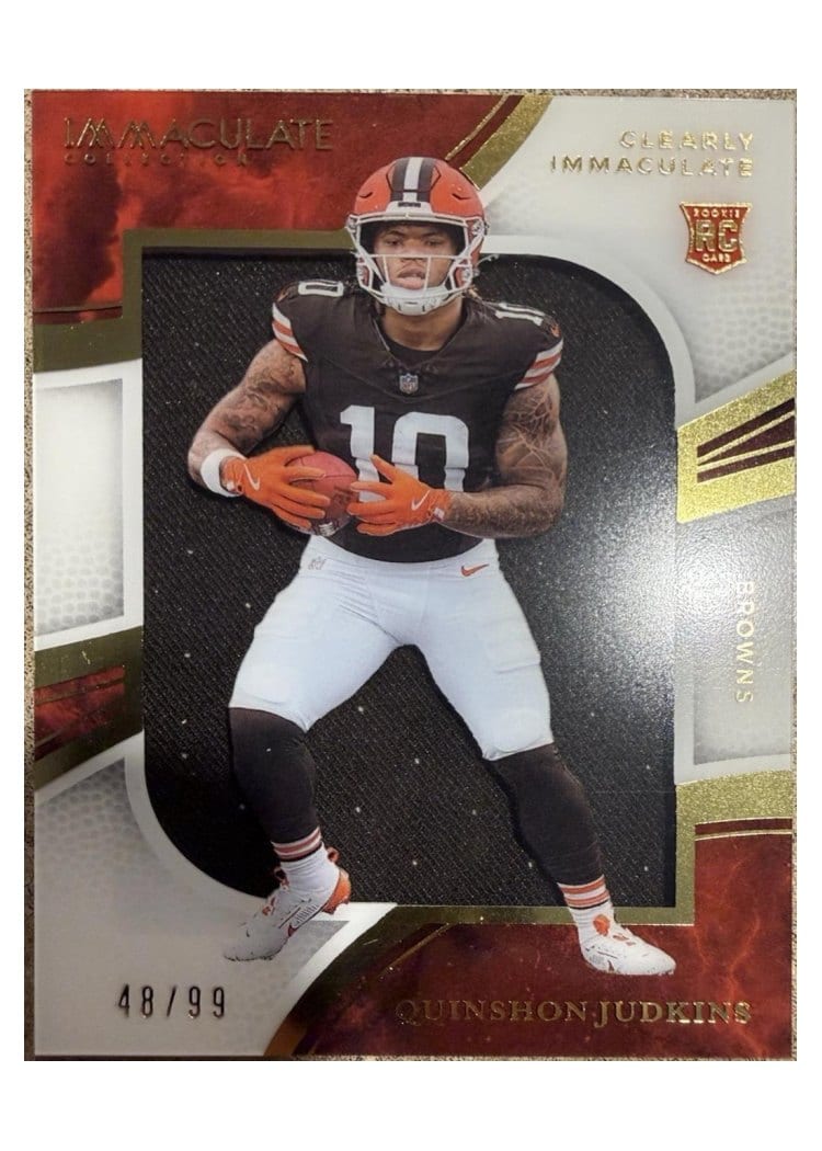 2025 Panini Immaculate Clearly Immaculate Rookie Jerseys Quinshon Judkins #27 card