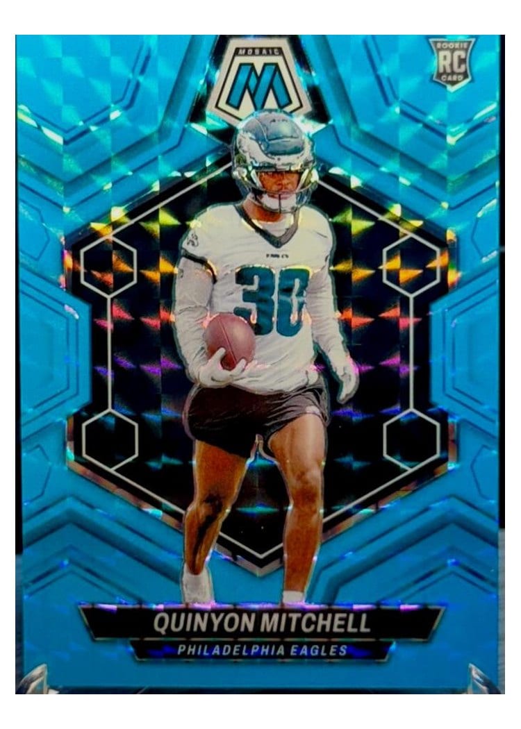 2024 Panini Mosaic Base Set Quinyon Mitchell Blue Fluorescent #322 card
