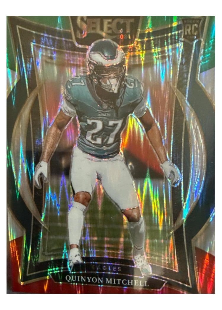 2024 Panini Select Base Set Quinyon Mitchell Green Red Prizm Shock #55 card