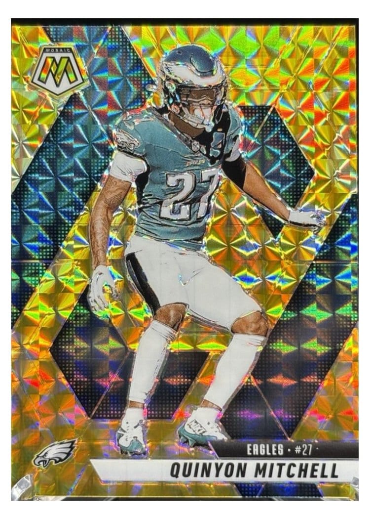 2025 Panini Mosaic Base Set Quinyon Mitchell Reactive Yellow #72 card