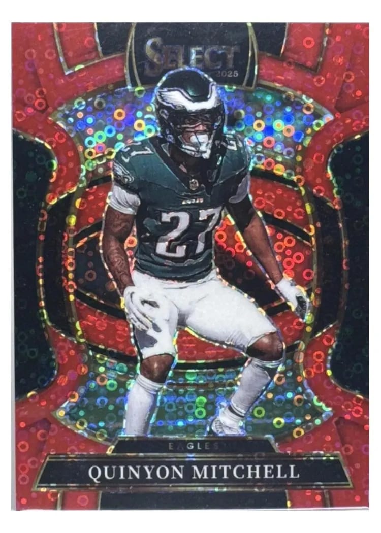 2025 Panini Select Base Set Quinyon Mitchell Red Disco Prizm #92 card