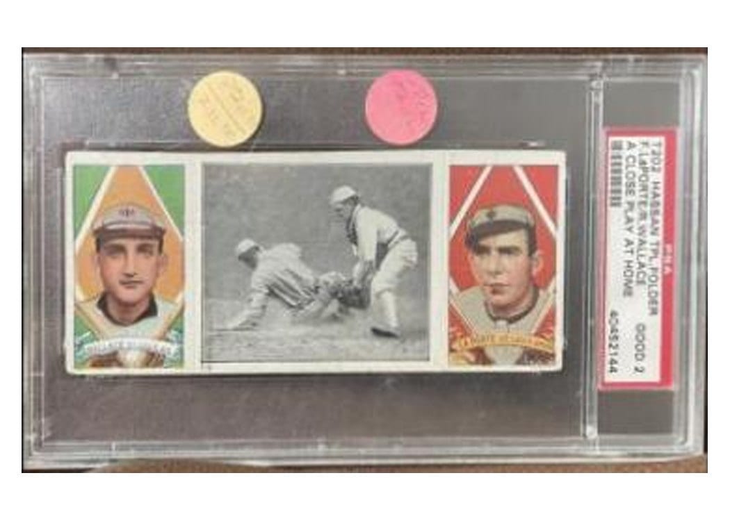 1912 T202 Hassan Triple Folder R. Wallace, F. LaPorte card