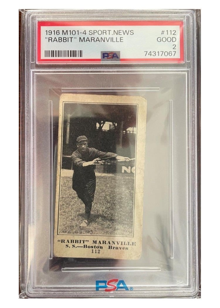 1916 M101 4 Sporting News 'Rabbit' Maranville #112 card