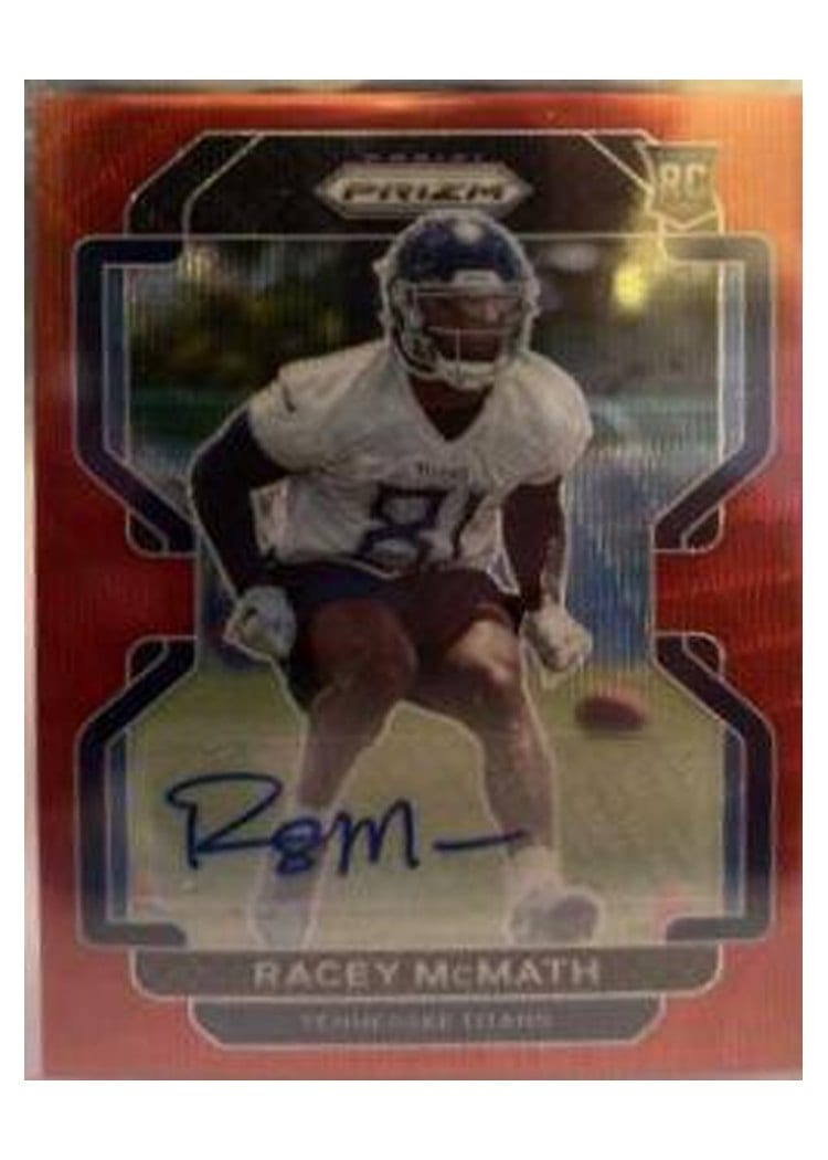2021 Panini Prizm Base Set Racey McMath Autograph Red Wave Prizm #409 card