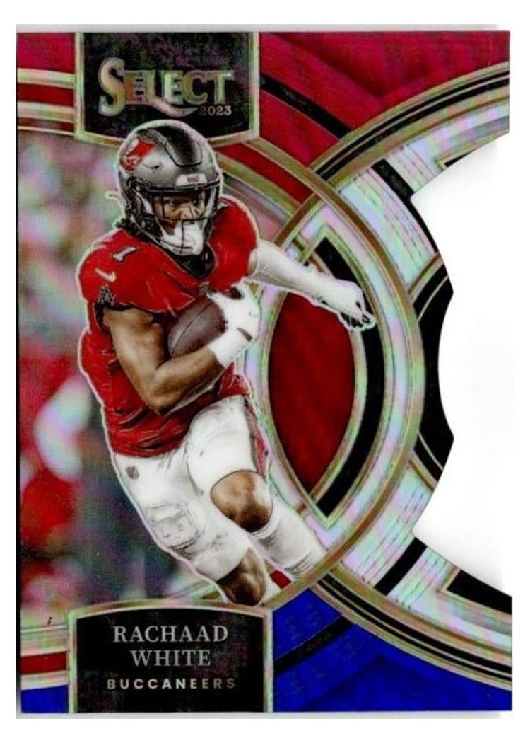 2023 Panini Select Base Set Rachaad White Red Blue Prizm Die-Cut #197 card