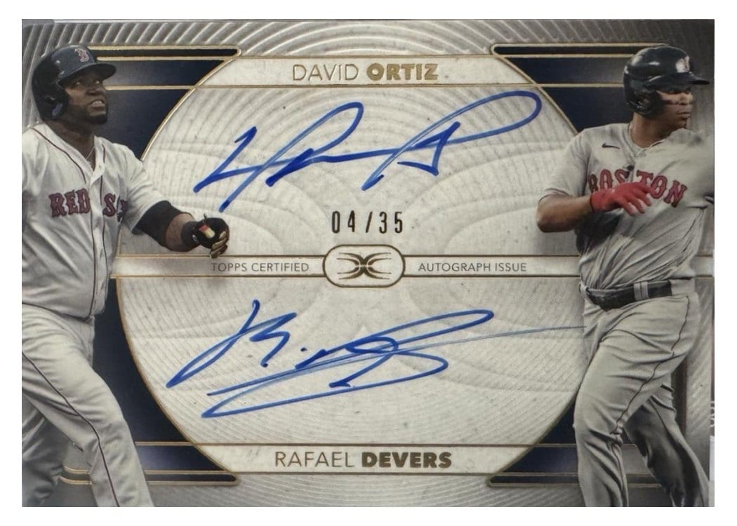 2021 Topps Definitive Collection Dual Autograph Collection Rafael Devers / David Ortiz #DAC-OD card