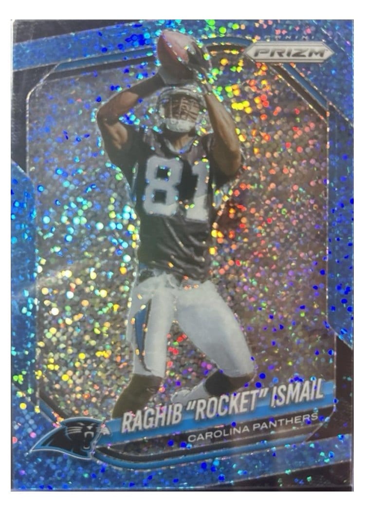 2025 Panini Prizm Base Set Raghib "Rocket" Ismail Blue Sparkle #86 card