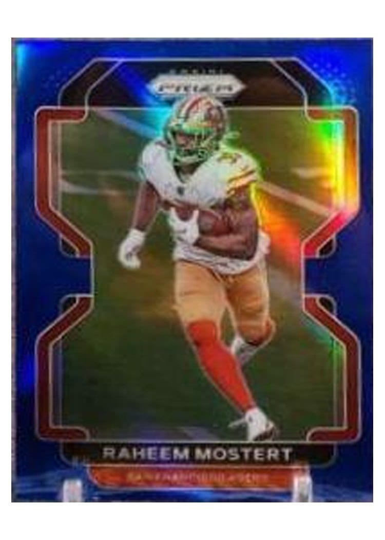 2021 Panini Prizm Base Set Raheem Mostert Blue Shimmer #56 card