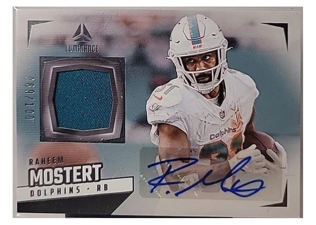 2024 Panini Luminance Autograph Jerseys Raheem Mostert #AJ-RMT card