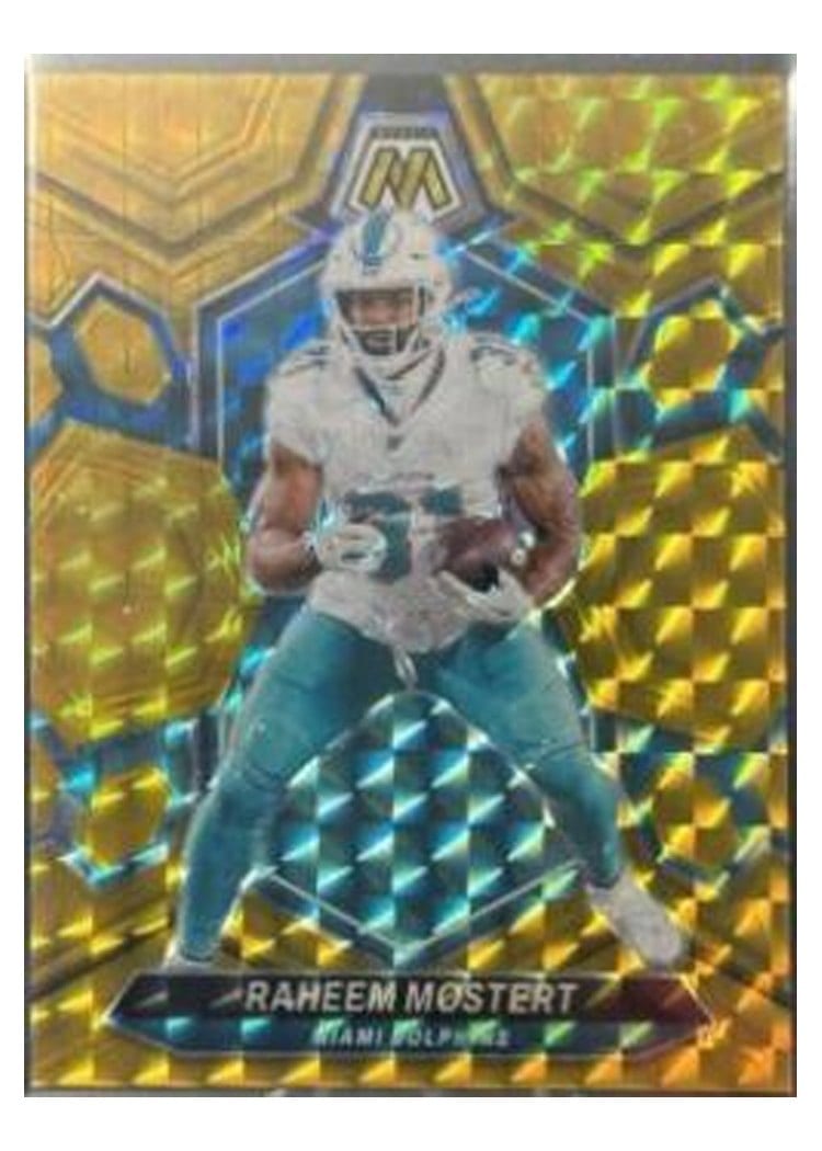 2024 Panini Mosaic Base Set Raheem Mostert Gold #136 card