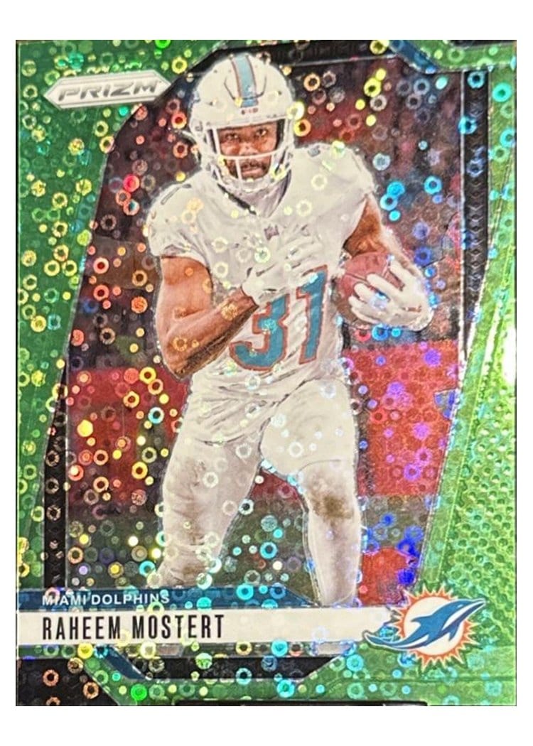 2024 Panini Prizm Base Set Raheem Mostert Green Sparkle #179 card
