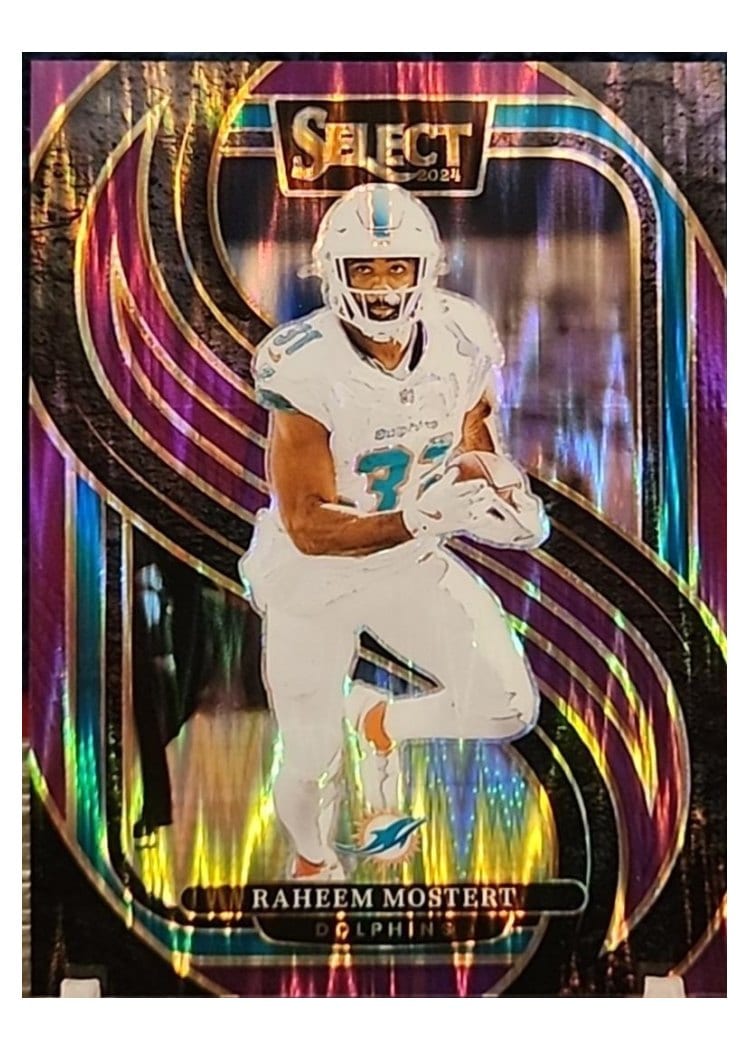 2024 Panini Select Base Set Raheem Mostert Purple Prizm Shock #188 card